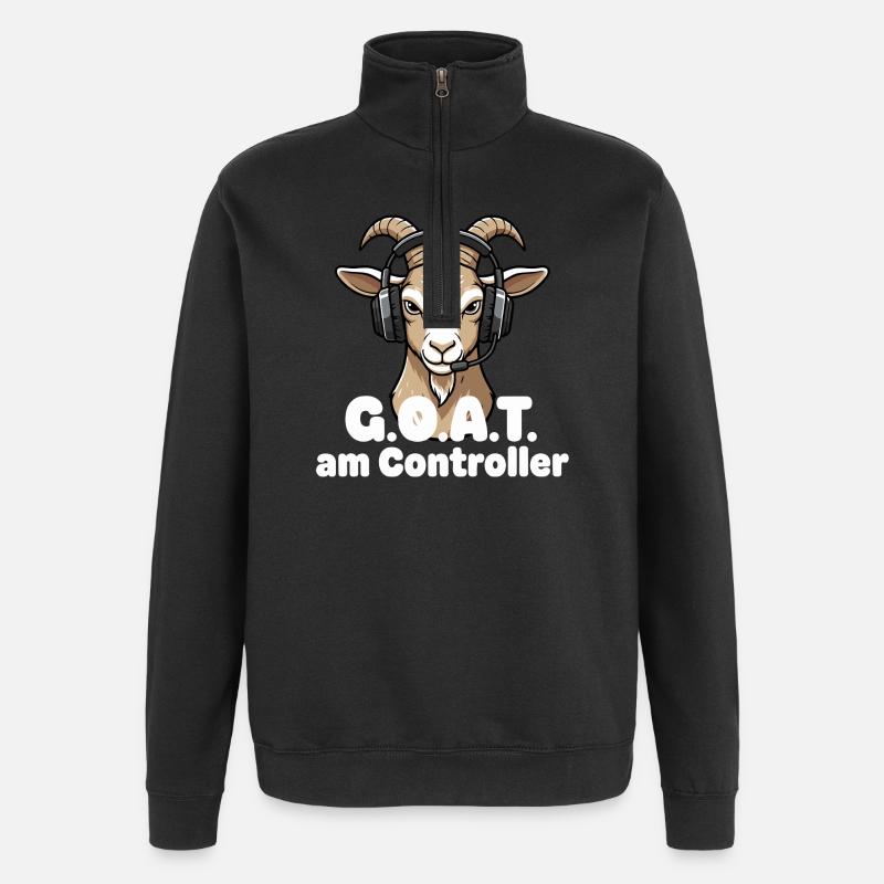 GOAT on the controller - Quarter-Zip Sweatshirt - black