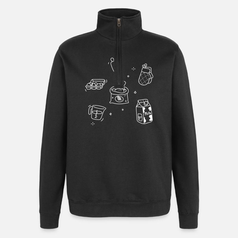 Küchen Doodles Weiße Linien - Quarter-Zip-Sweatshirt - Schwarz