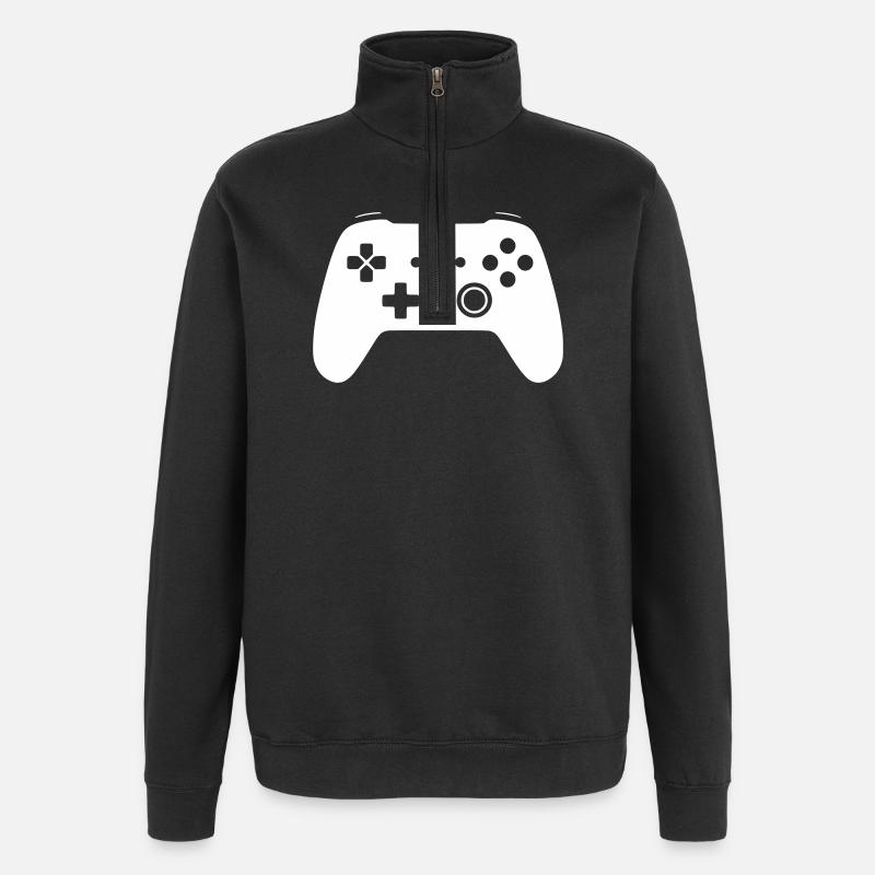 Modernes Gamepad Controller Zocken Vektor - Quarter-Zip-Sweatshirt - Schwarz