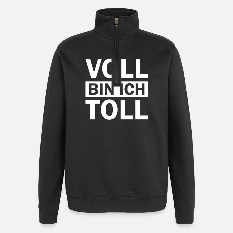 Je vais super bien - Sweat à zip 1/4 - noir
