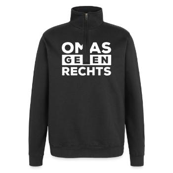 Omas gegen rechts - Quarter-Zip-Sweatshirt - Schwarz - Vorne - AI Model Female 172 light (172cm) & AI Model Male 178 dark (178cm)