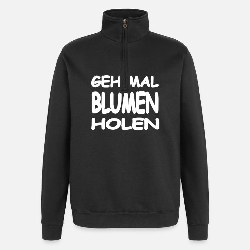 Blumen - Quarter-Zip-Sweatshirt - Schwarz