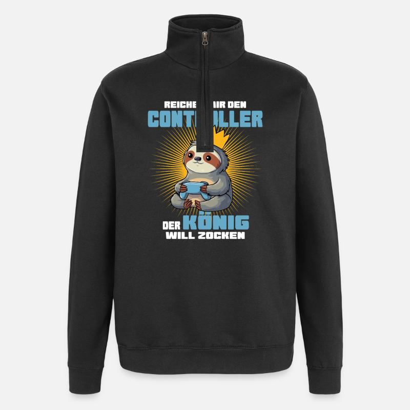 König mit Controller - Quarter-Zip-Sweatshirt - Schwarz