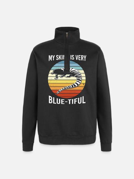 Lizard Blue Tongue - Quarter-Zip Sweatshirt - black