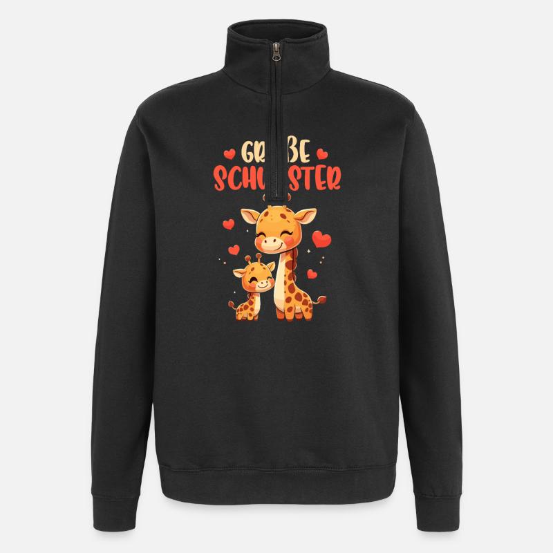 Große Schwester Giraffen Geschwisterkind - Quarter-Zip-Sweatshirt - Schwarz