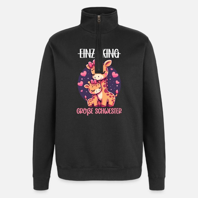 Große Schwester Giraffen Geschwisterkind - Quarter-Zip-Sweatshirt - Schwarz