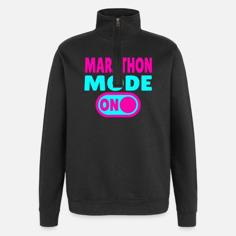 Mode marathon activé – Courir avec passion - Sweat à zip 1/4 - noir