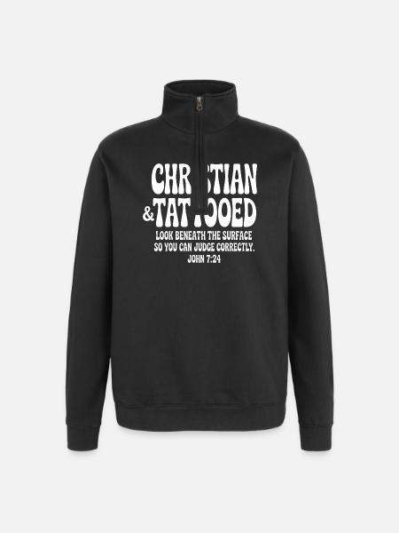 Christian & Tattooed John 7:24 Tee - Quarter-Zip Sweatshirt - black
