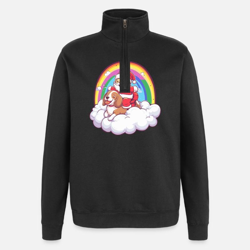Noël du Père Noël du Beagle - Sweat à zip 1/4 - noir