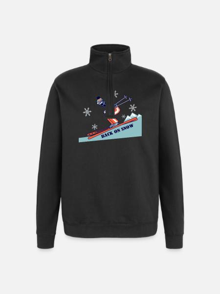 Back on Snow Retro Skiing - Quarter-Zip Sweatshirt - black