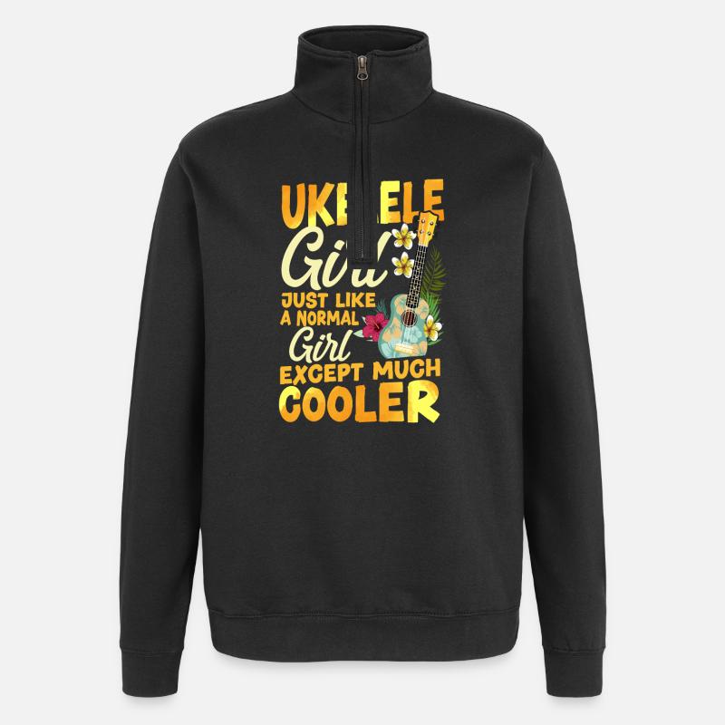 Hawaiian Ukulele Uke Girl Ukulele - Quarter-Zip-Sweatshirt - Schwarz