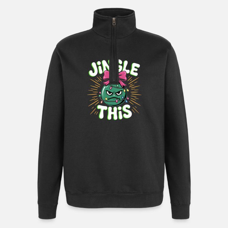 Jingle This Lustige Weihnachtskugel - Quarter-Zip-Sweatshirt - Schwarz