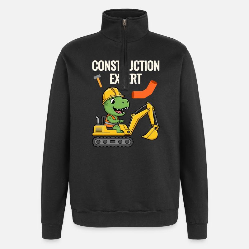 Bauarbeiter Dino - Quarter-Zip-Sweatshirt - Schwarz