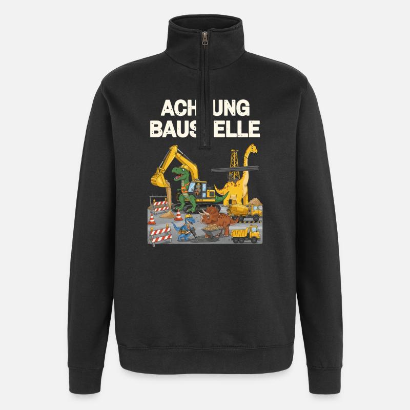 Dinosaurier Baustelle - Quarter-Zip-Sweatshirt - Schwarz