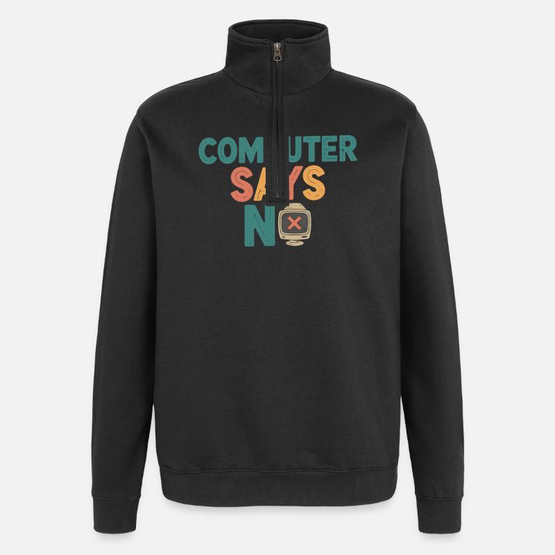 Retro Computer sagt Nein - Quarter-Zip-Sweatshirt - Schwarz