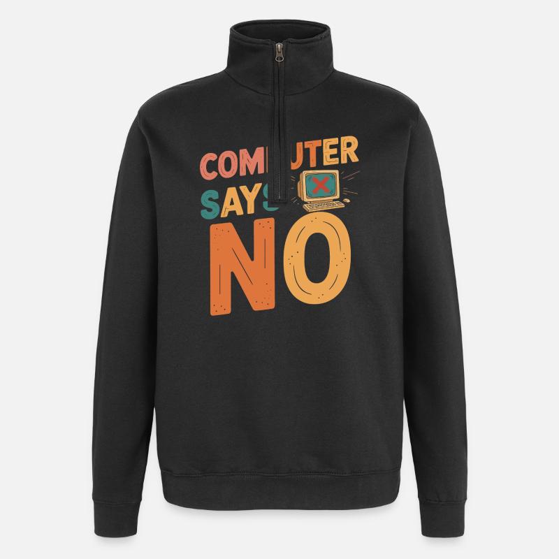 Retro Computer sagt Nein - Quarter-Zip-Sweatshirt - Schwarz