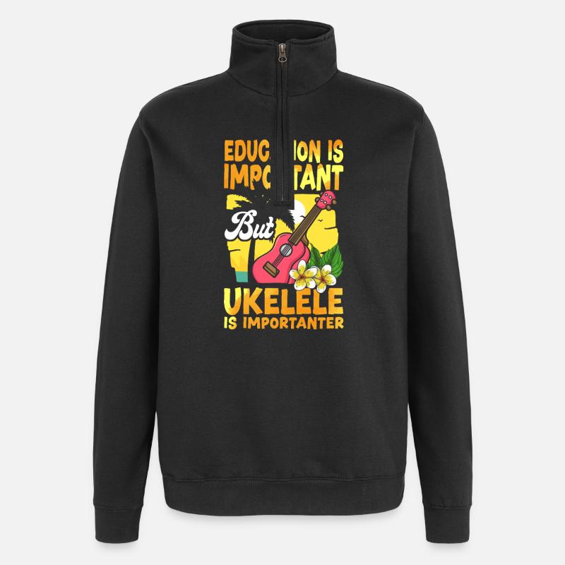 Hawaiian Ukulele Uke Education Is - Quarter-Zip-Sweatshirt - Schwarz