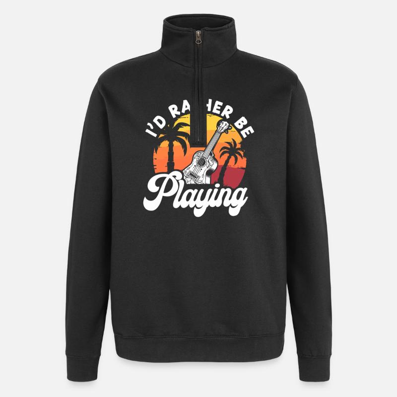 Ukulélé hawaïen Uke Je Préférerais Être - Sweat à zip 1/4 - noir