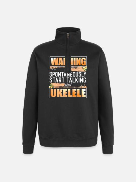 Hawaiian Ukulele Uke Warning May - Quarter-Zip Sweatshirt - black