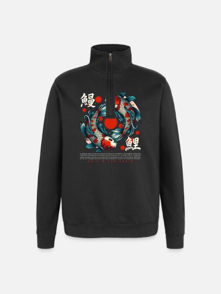 Koi Carp Japan Lucky Symbol - Quarter-Zip Sweatshirt - black