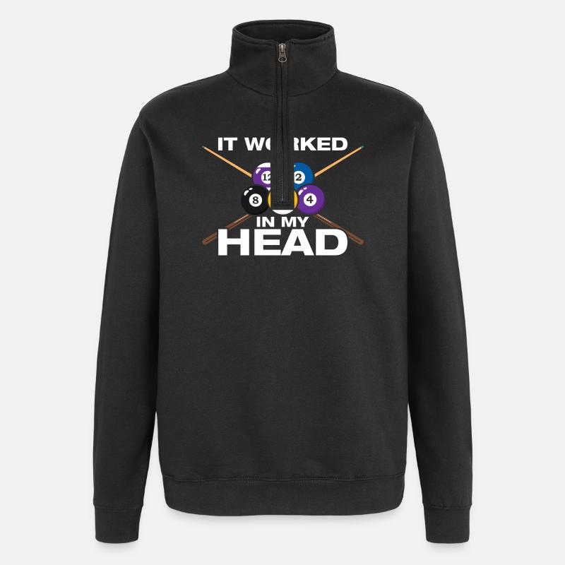 It worked lustiges Billard Billardspieler - Quarter-Zip-Sweatshirt - Schwarz