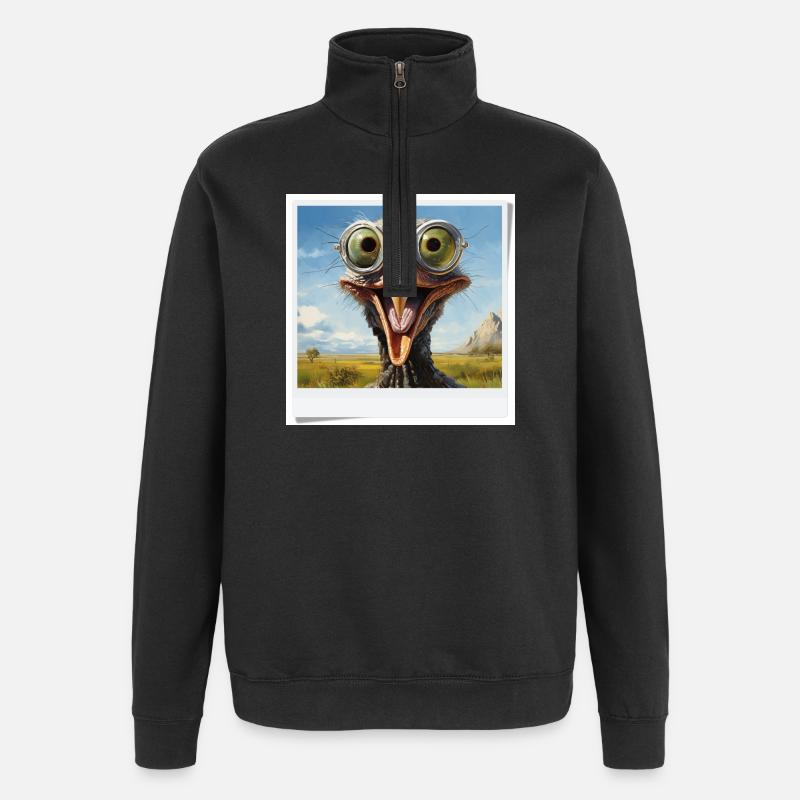 Eccentric Bird with Spectacle Lenses - Quarter-Zip Sweatshirt - black