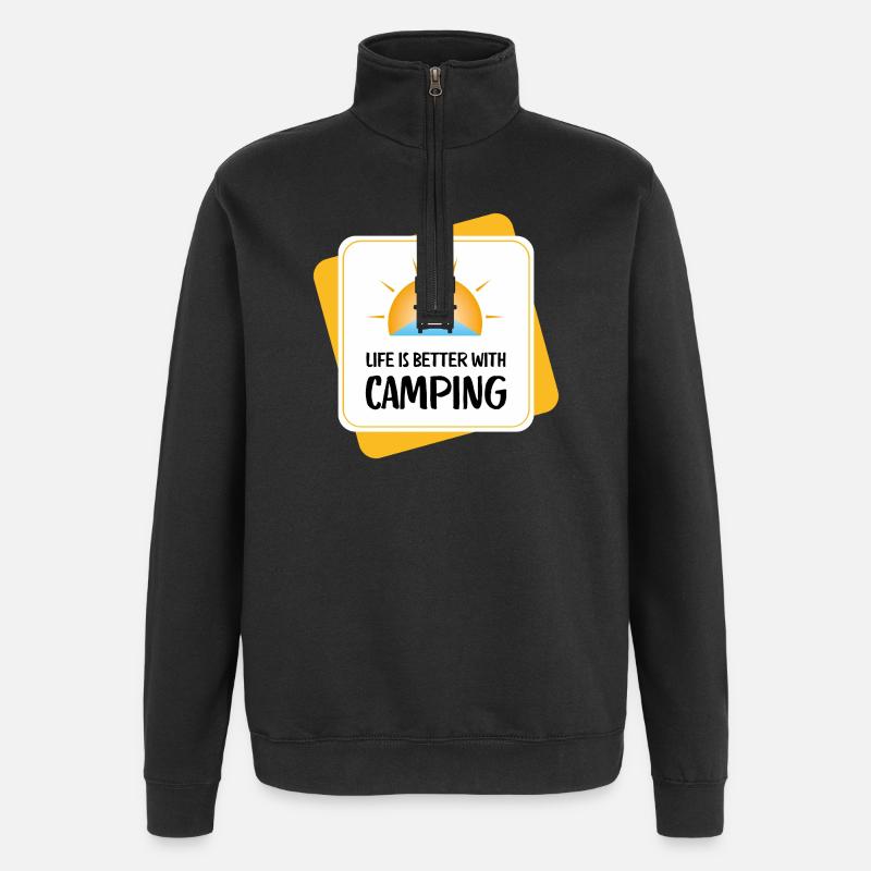 Life Is Better with Camping – Design - Quarter-Zip Sweatshirt - black