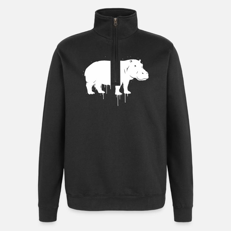 Hippo Graffiti Streetwear Vector - Quarter-Zip Sweatshirt - black