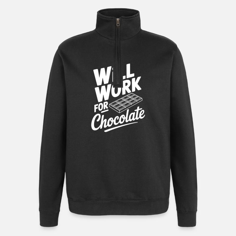 Ça marchera pour le chocolat - Sweat à zip 1/4 - noir