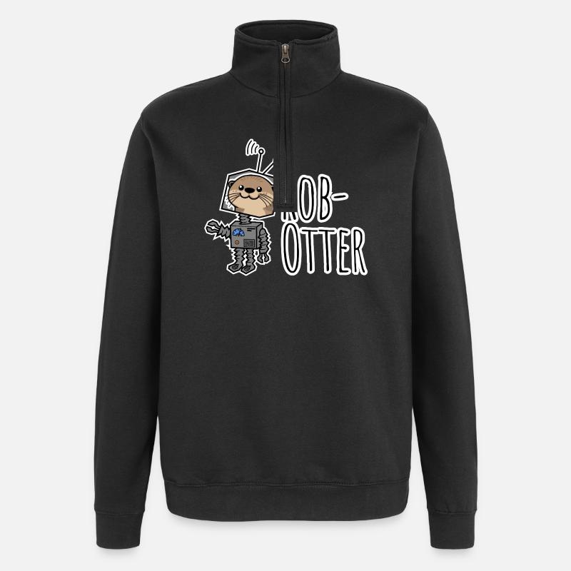 Rob-Otter - Halb Otter halb Roboter Flachwitz! - Quarter-Zip-Sweatshirt - Schwarz