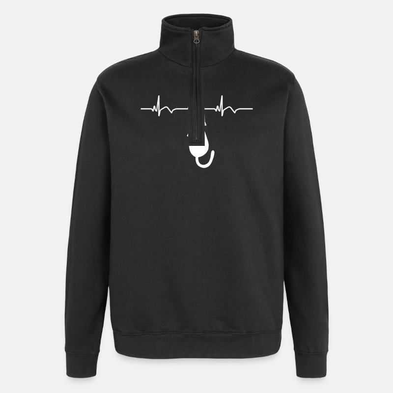 Katze EKG Herzfrequenz Herzschlag - Quarter-Zip-Sweatshirt - Schwarz