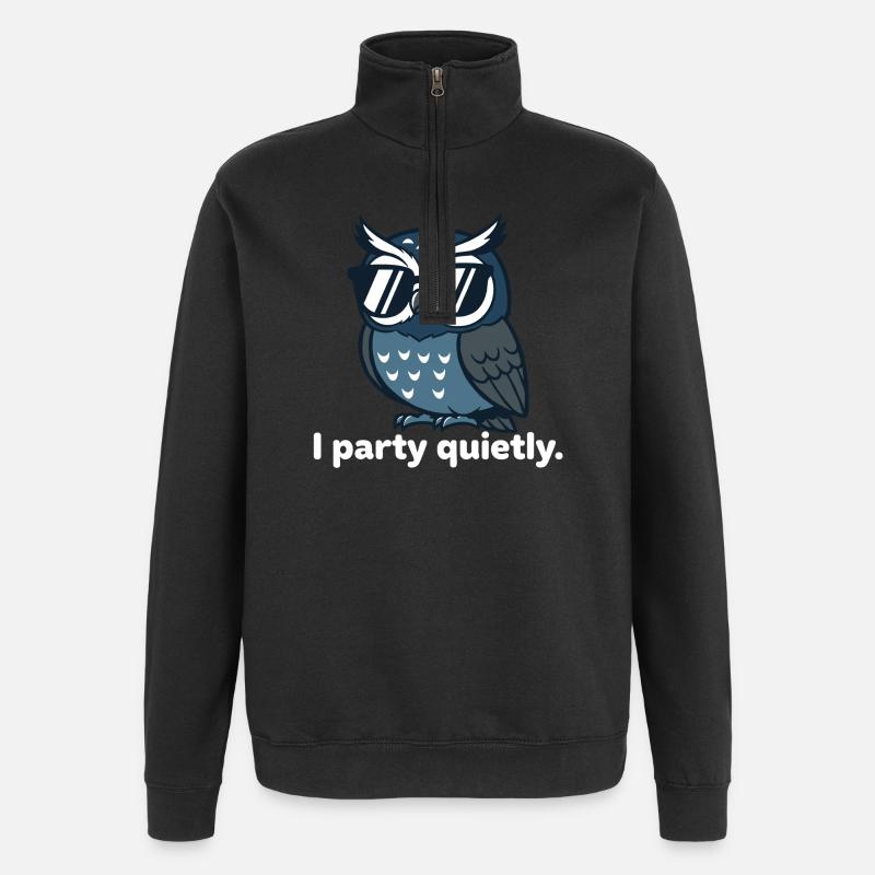 Cool owl with sunglasses - Quarter-Zip Sweatshirt - black