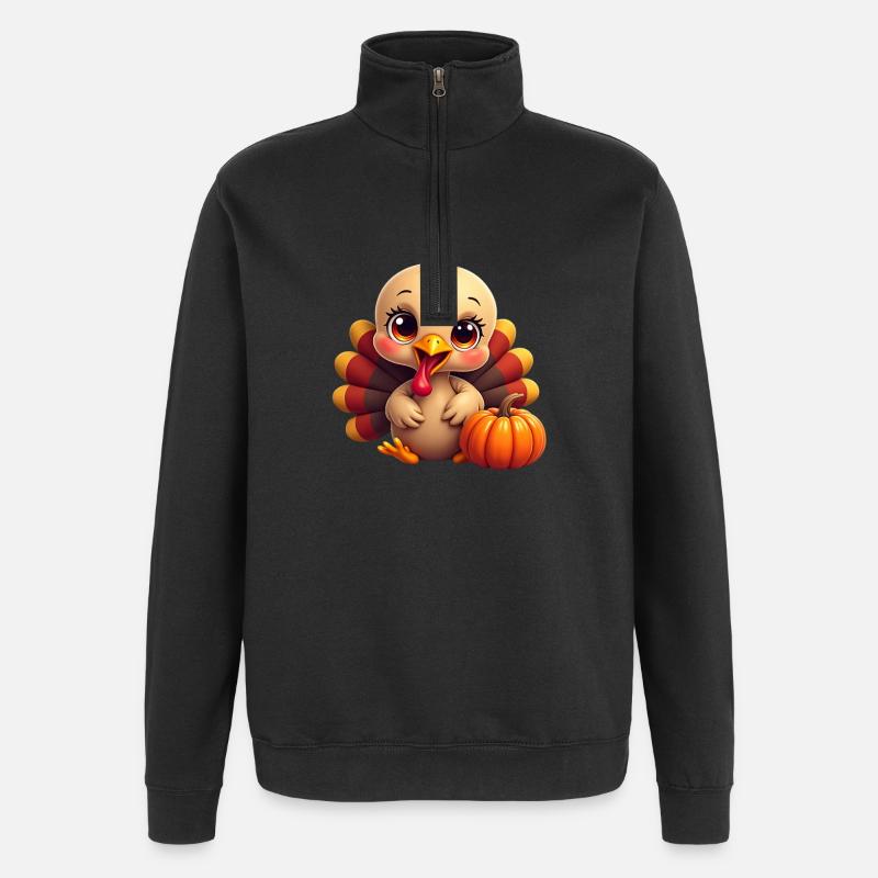 Bébé dinde de Thanksgiving - Sweat à zip 1/4 - noir