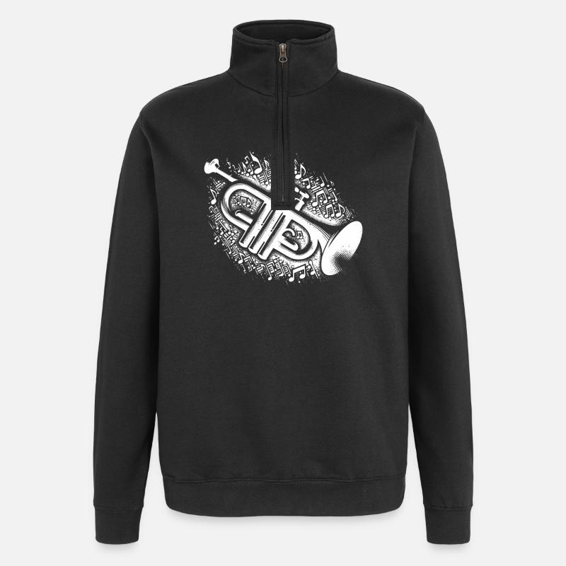 Trompeten Notenexplosion Zauber Blech mit Seele - Quarter-Zip-Sweatshirt - Schwarz
