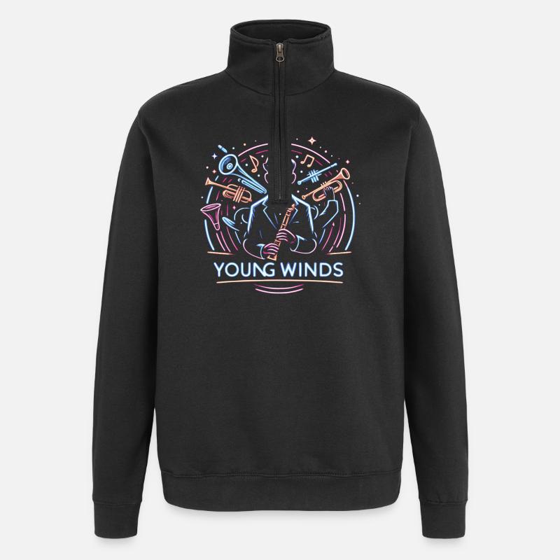Neon Jazz Jeunes Vents - Sweat à zip 1/4 - noir