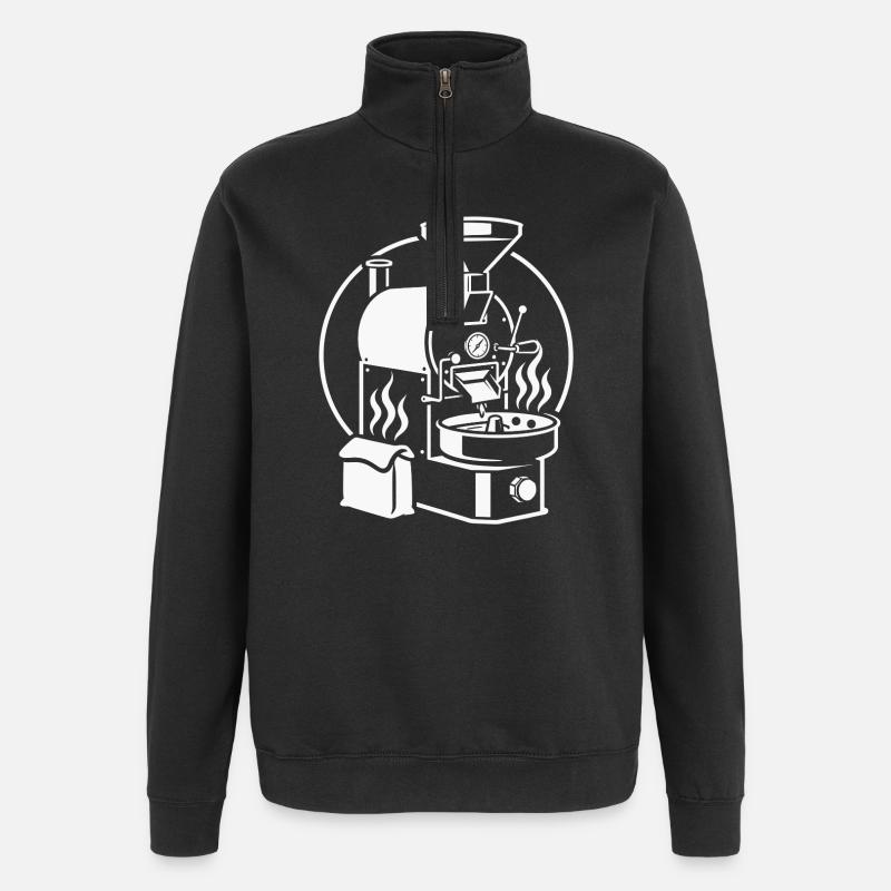 Roaster Line Art Coffee Sketch - Quarter-Zip Sweatshirt - black