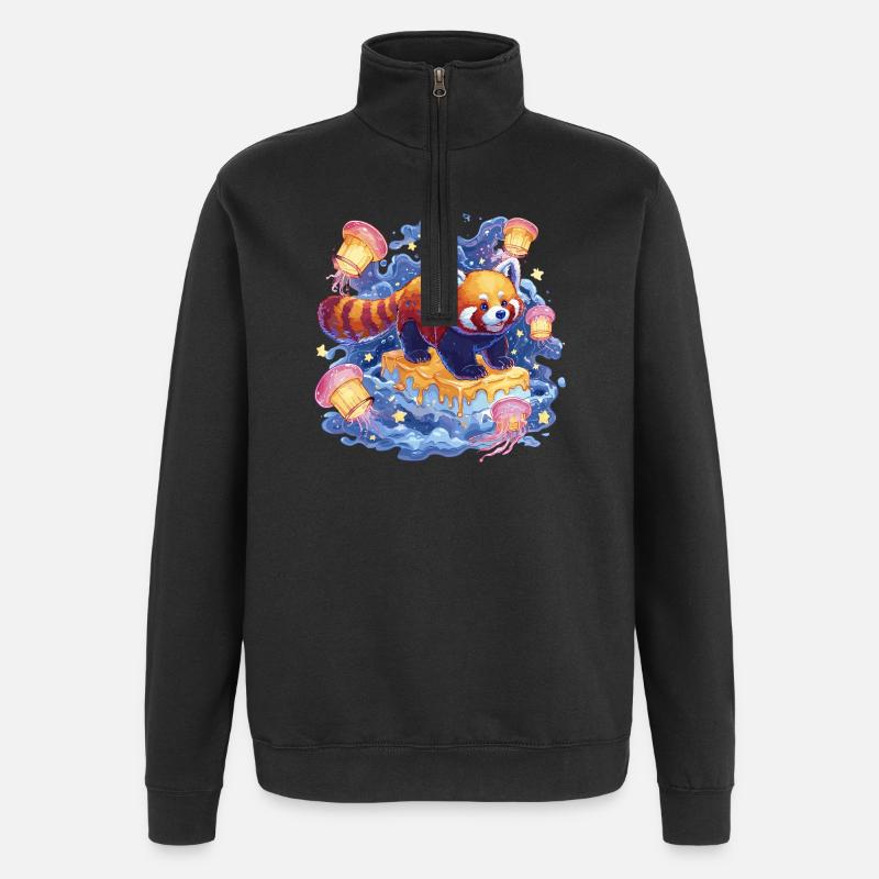 Roter Panda auf Honigkuchen - Quarter-Zip-Sweatshirt - Schwarz