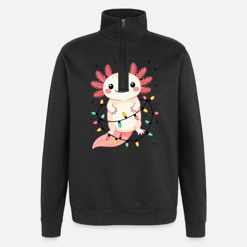Axolotl Weihnachtspullover Weihnachten lustig süß - Quarter-Zip-Sweatshirt - Schwarz