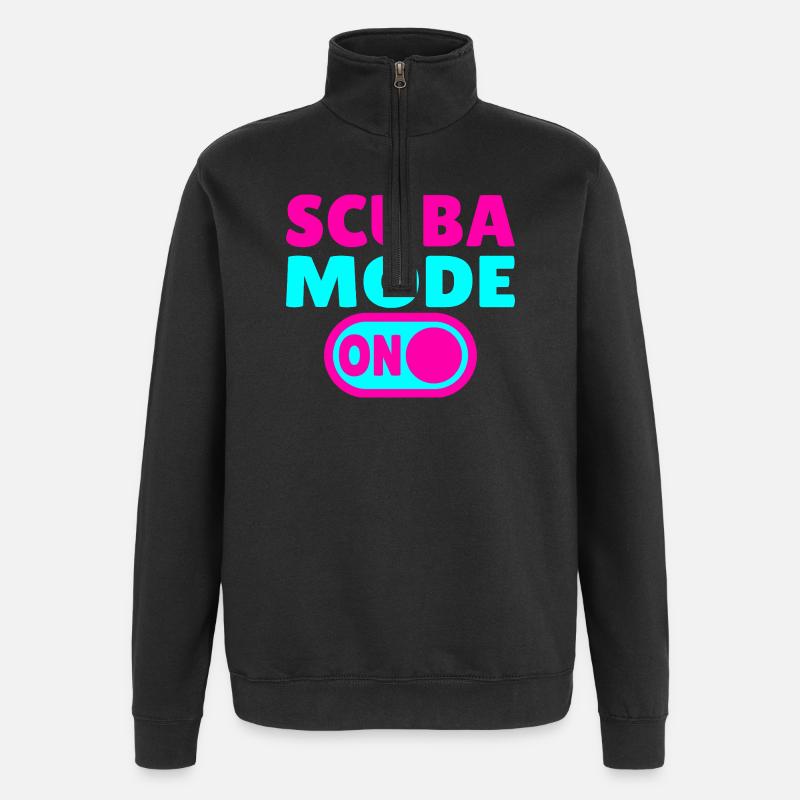 Scuba Mode ON - Diver - Quarter-Zip Sweatshirt - black