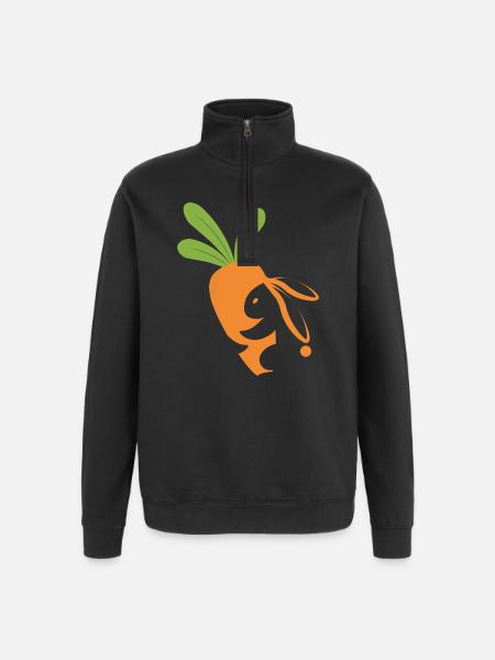 Karottenlächelndes Maskottchen - Quarter-Zip-Sweatshirt - Schwarz