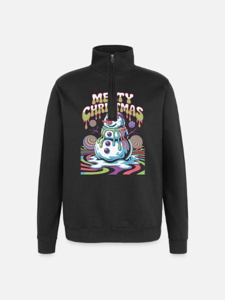 Schmelzender Weihnachtsschneemann - Quarter-Zip-Sweatshirt - Schwarz