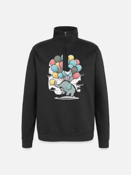 Ballon-Elefant im Wolkenmeer - Quarter-Zip-Sweatshirt - Schwarz