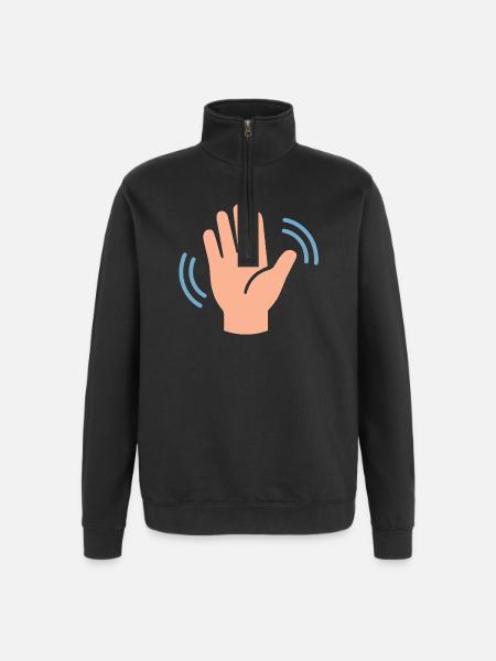 Graphique d’icône de main agitée - Sweat à zip 1/4 - noir