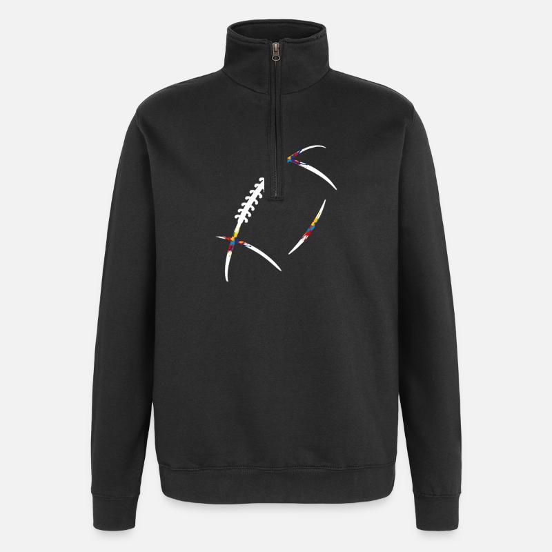 Rugbyball Farbenexplosion - Quarter-Zip-Sweatshirt - Schwarz