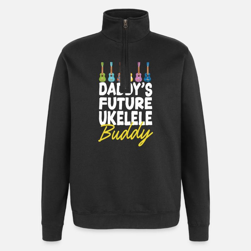 Hawaiian Ukulele Uke Daddy's - Quarter-Zip Sweatshirt - black