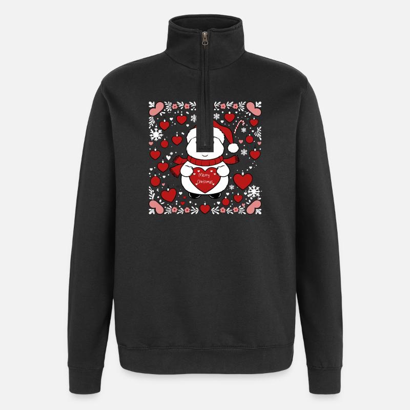 Polar Bear Christmas Heart - Quarter-Zip Sweatshirt - black