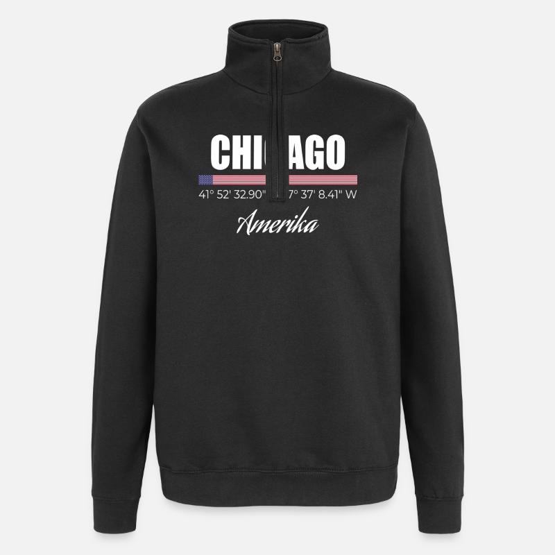 Chicago - Sweat à zip 1/4 - noir