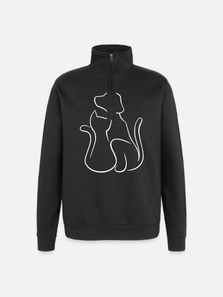 Dog and cat love of animals - Quarter-Zip Sweatshirt - black