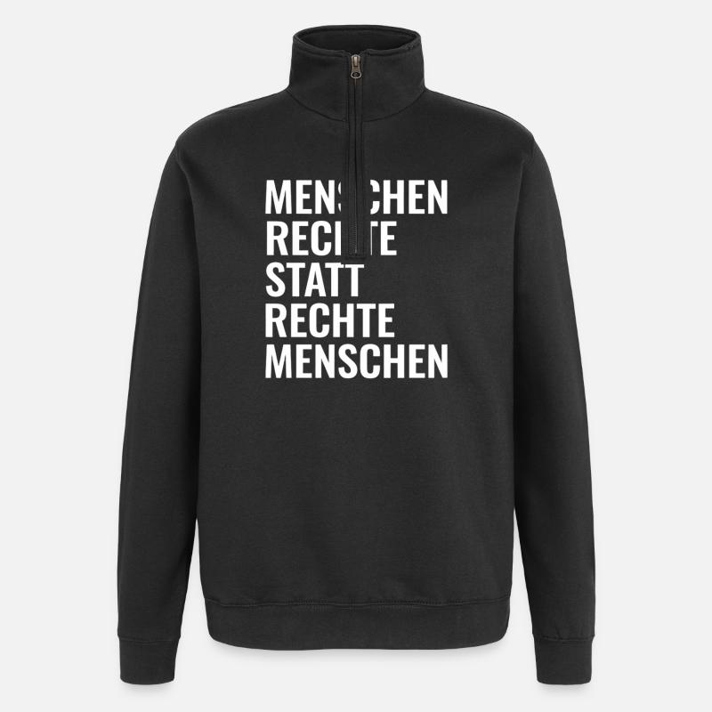 Menschenrechte statt rechte Menschen Antirechts - Quarter-Zip-Sweatshirt - Schwarz