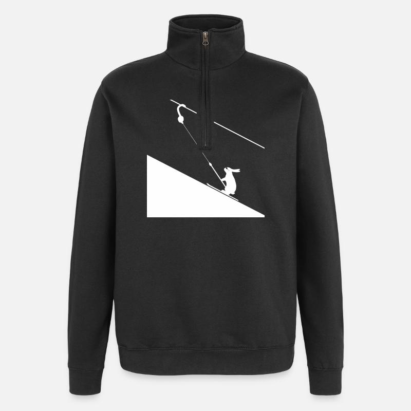 Haseklettern am Seil - Quarter-Zip-Sweatshirt - Schwarz